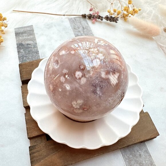 Gorgeous Pink Amethyst with Flower Agate Sphere - Picture 1 of 9